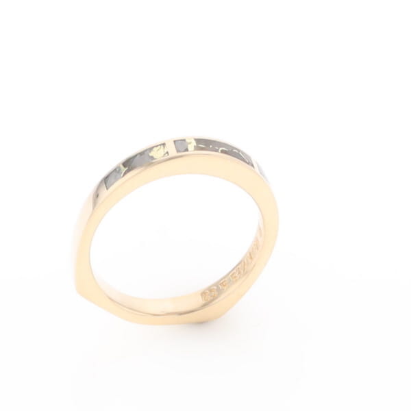 Gold Quartz Ring 3 Rectangle Section Inlaid Band