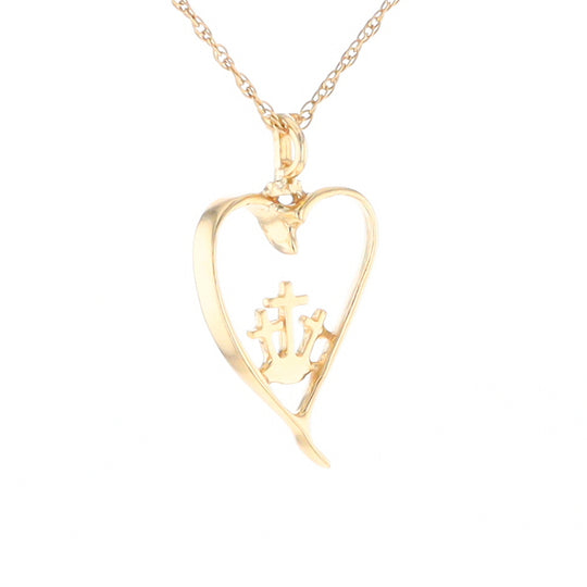 Gold Heart Triple Cross Pendant
