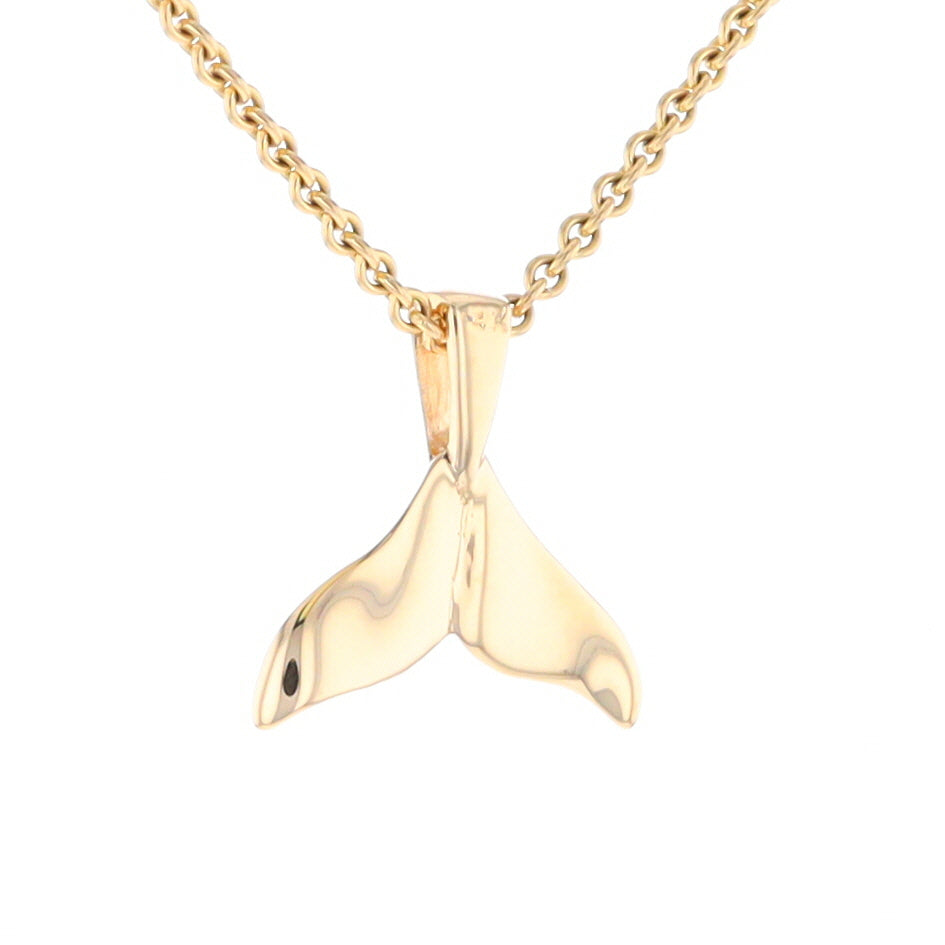 Whale Tail Pendant 14kt Gold High Polish Realistically Designed