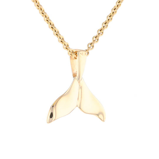 Whale Tail Pendant 14kt Gold High Polish Realistically Designed