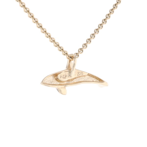 Gold Quartz Necklace Orca Killer Whale Inlaid Sea Life Pendant