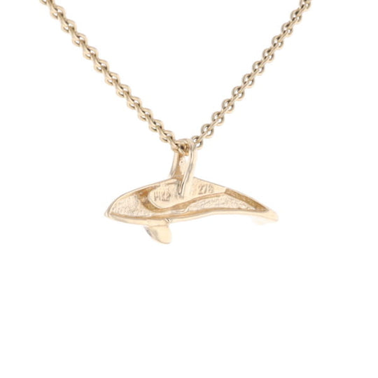 Gold Quartz Necklace Orca Killer Whale Inlaid Sea Life Pendant