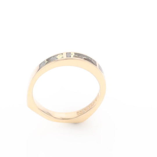 Gold Quartz Ring 3 Rectangle Section Inlaid Band