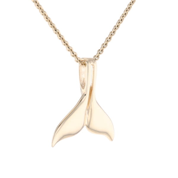 Whale Tail Necklaces Natural Gold Quartz Double Sided Inlaid Pendant
