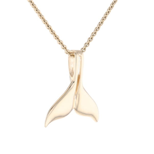 Whale Tail Necklaces Natural Gold Quartz Double Sided Inlaid Pendant