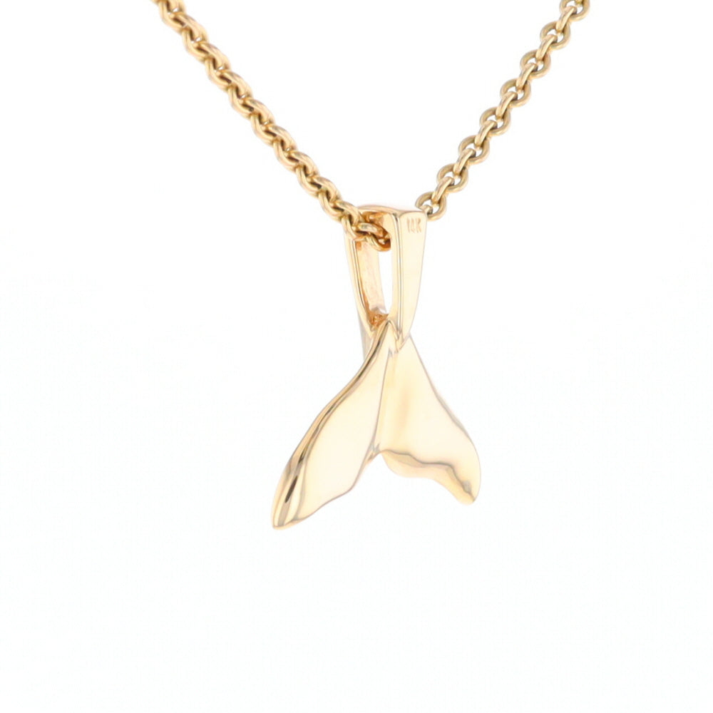 Whale Tail Gold Quartz Single Sided Inlaid Sea Life Pendant