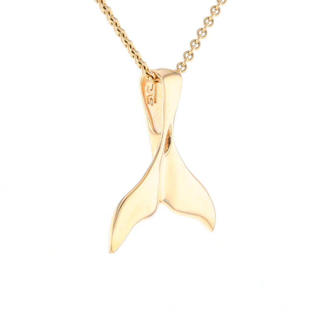 Whale Tail Gold Quartz Single Sided Inlaid Sea Life Pendant