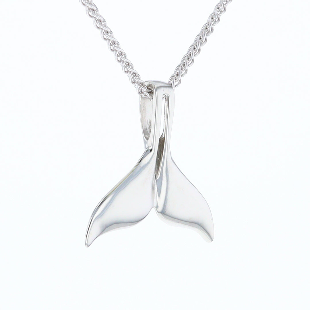 White Gold Whale Tail Pendant Natural Nuggets Double Inlaid Sea Life Pendant