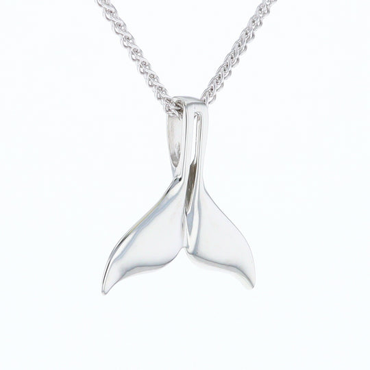 White Gold Whale Tail Pendant Natural Nuggets Double Inlaid Sea Life Pendant