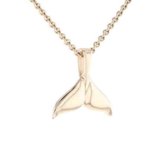 Whale Tail Gold Quartz Double Sided Inlaid Sea Life Pendant