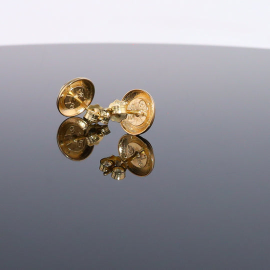 Opal Earrings Round Inlaid Design Studs