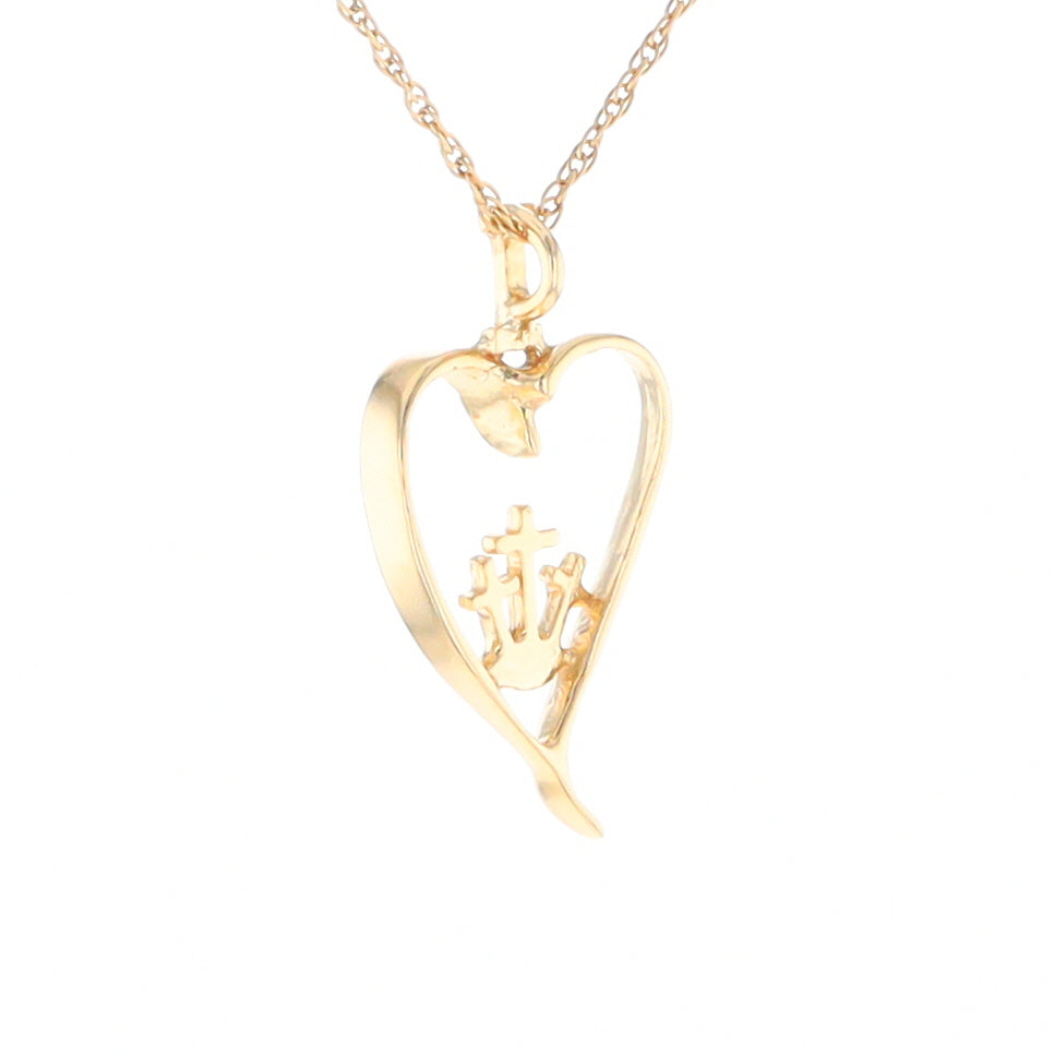 Gold Heart Triple Cross Pendant
