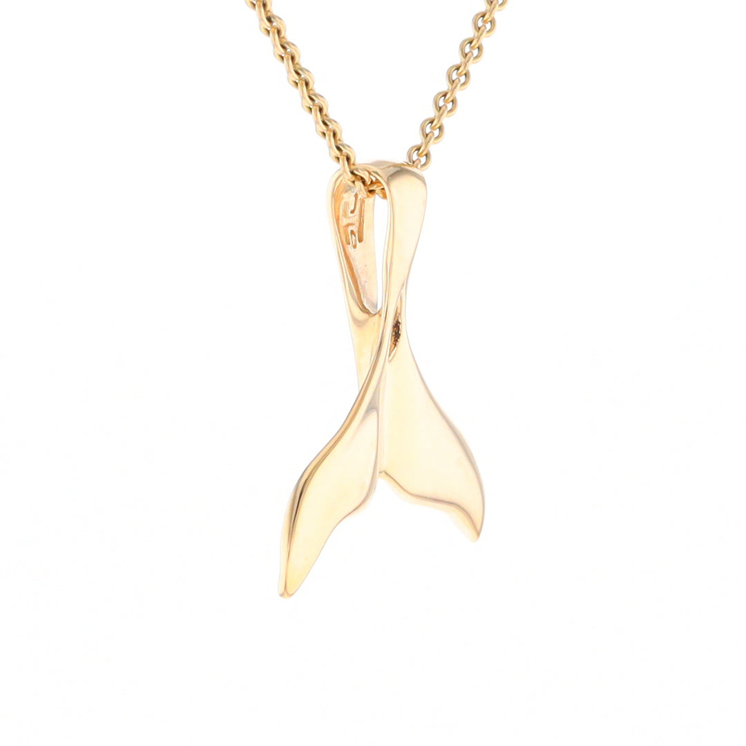 Whale Tail Gold Quartz Single Sided Inlaid Sea Life Pendant