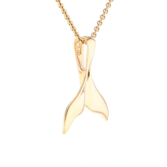 Whale Tail Gold Quartz Single Sided Inlaid Sea Life Pendant