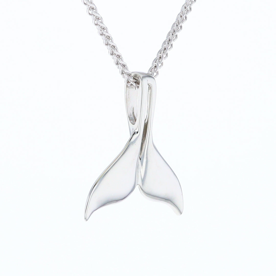White Gold Whale Tail Pendant Natural Nuggets Double Inlaid Sea Life Pendant