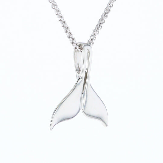 White Gold Whale Tail Pendant Natural Nuggets Double Inlaid Sea Life Pendant