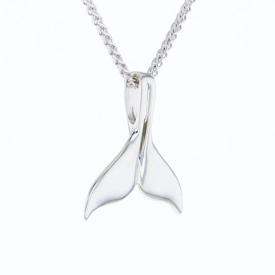 White Gold Whale Tail Pendant Natural Nuggets Double Inlaid Sea Life Pendant