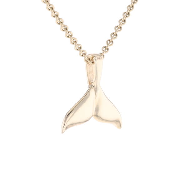 Whale Tail Gold Quartz Double Sided Inlaid Sea Life Pendant