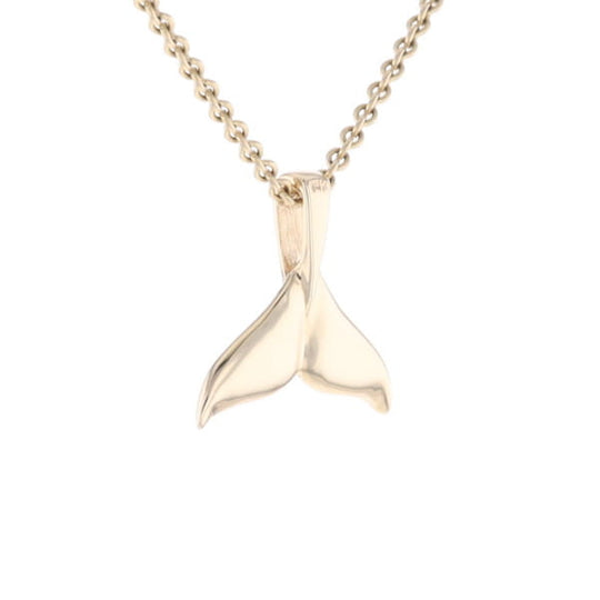 Whale Tail Gold Quartz Double Sided Inlaid Sea Life Pendant