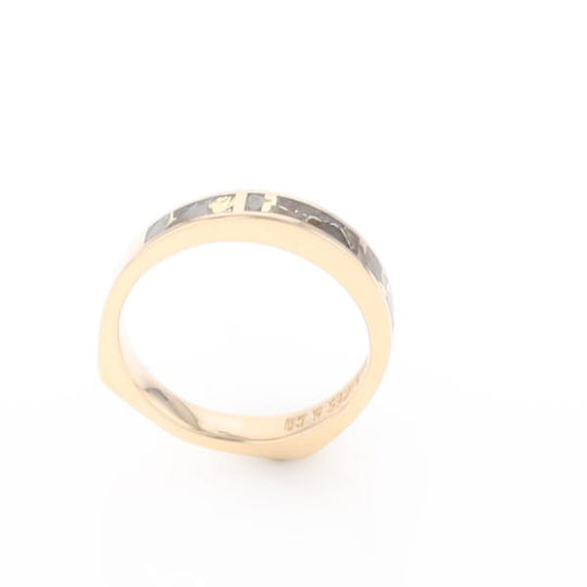 Gold Quartz Ring 3 Rectangle Section Inlaid Band
