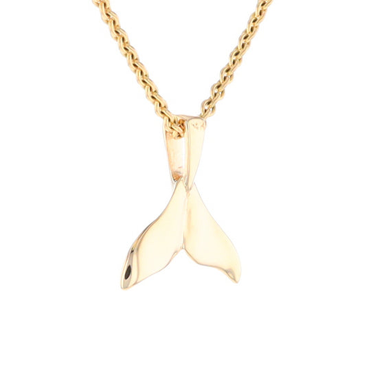 Whale Tail Pendant 14kt Gold High Polish Realistically Designed