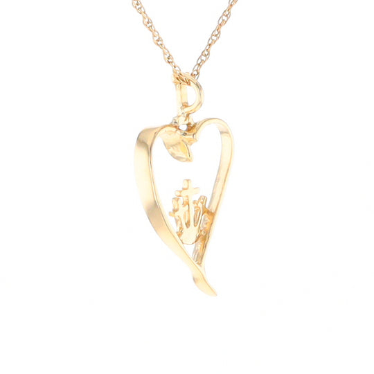 Gold Heart Triple Cross Pendant