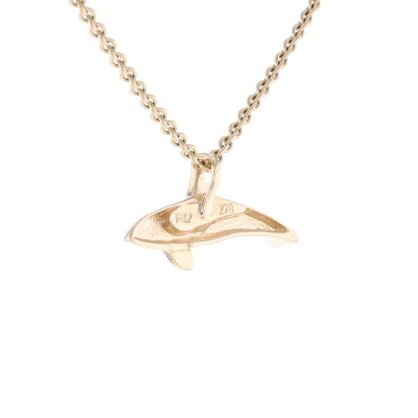 Gold Quartz Necklace Orca Killer Whale Inlaid Sea Life Pendant