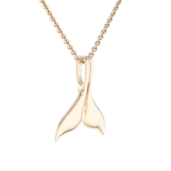 Whale Tail Necklaces Natural Gold Quartz Double Sided Inlaid Pendant