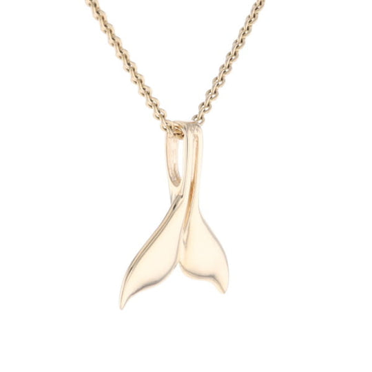 Whale Tail Necklaces Natural Gold Quartz Double Sided Inlaid Pendant