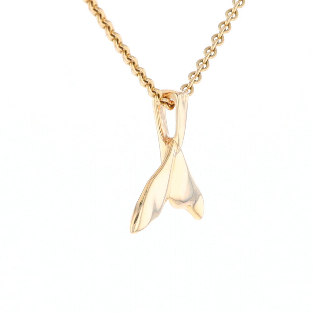 Whale Tail Gold Quartz Single Sided Inlaid Sea Life Pendant