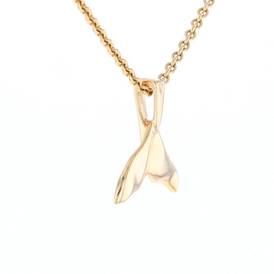 Whale Tail Gold Quartz Single Sided Inlaid Sea Life Pendant