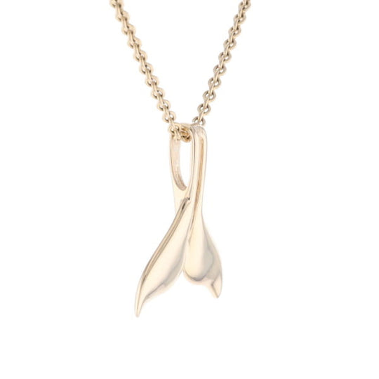 Whale Tail Necklaces Natural Gold Quartz Double Sided Inlaid Pendant