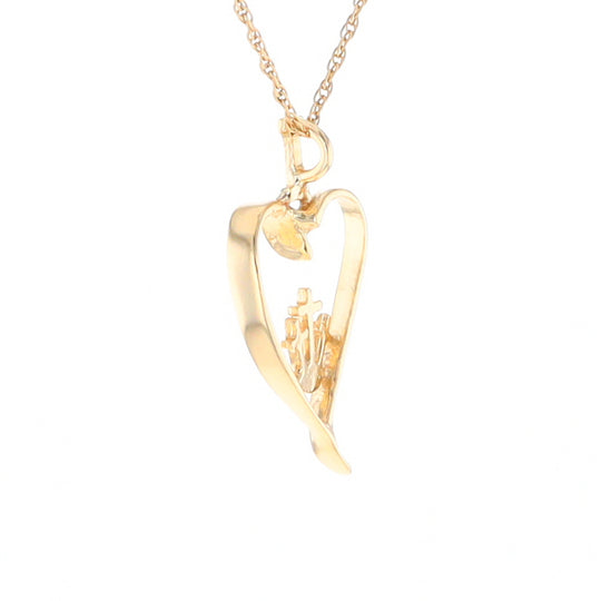 Gold Heart Triple Cross Pendant