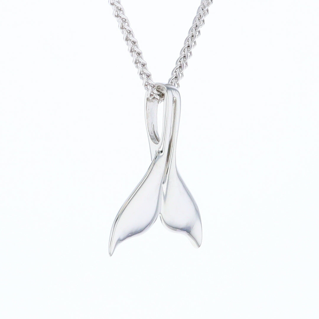 White Gold Whale Tail Pendant Natural Nuggets Double Inlaid Sea Life Pendant