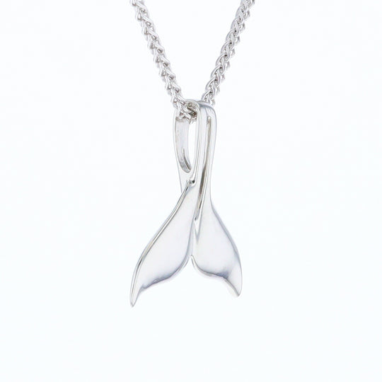 White Gold Whale Tail Pendant Natural Nuggets Double Inlaid Sea Life Pendant