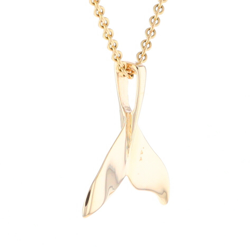 Whale Tail Pendant 14Kt Gold High Polish Realistically Designed