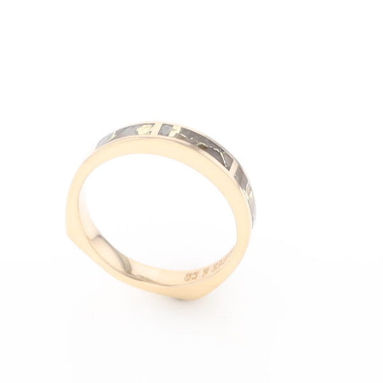 Gold Quartz Ring 3 Rectangle Section Inlaid Band