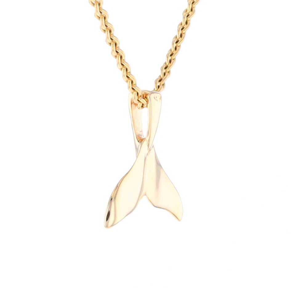 Whale Tail Pendant 14kt Gold High Polish Realistically Designed