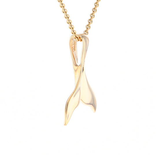 Whale Tail Gold Quartz Single Sided Inlaid Sea Life Pendant