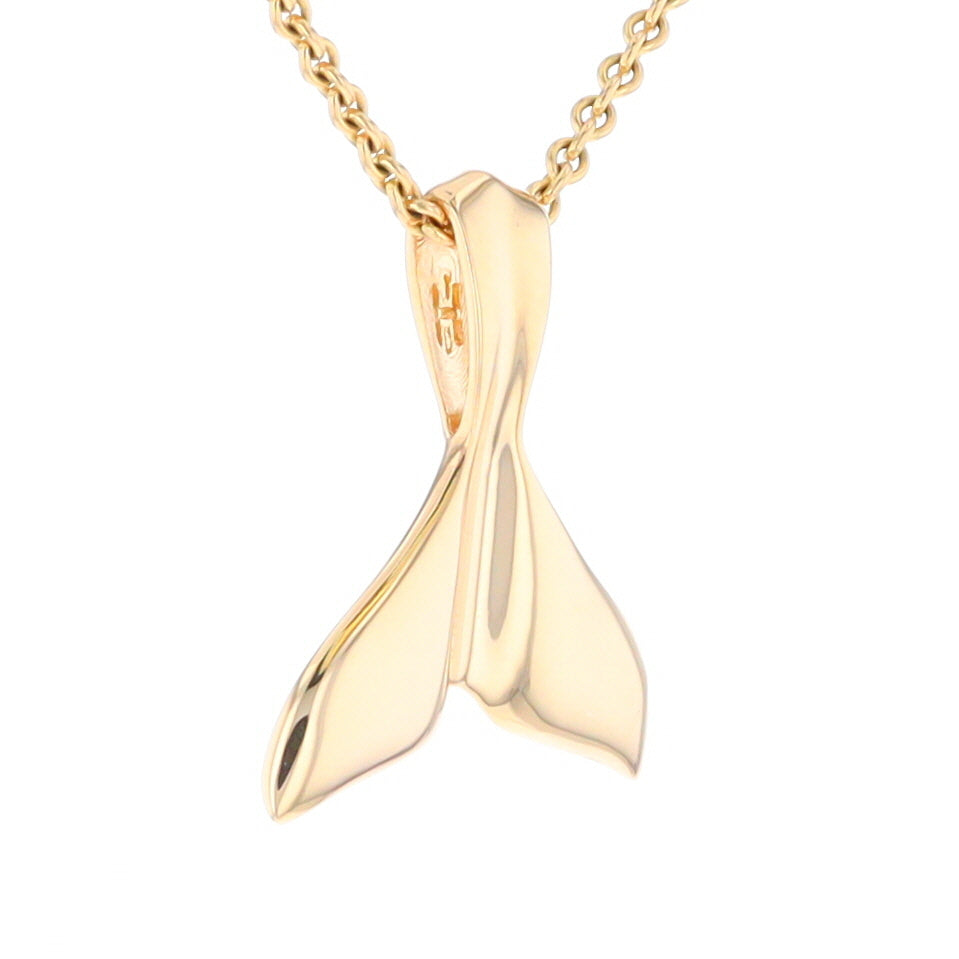 Whale Tail Necklaces Gold Quartz Double Sided Inlaid Sea Life Pendant