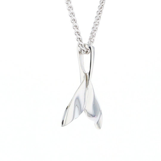 Whale Tail Natural Nuggets Inlaid Sea Life Medium White Gold Pendant