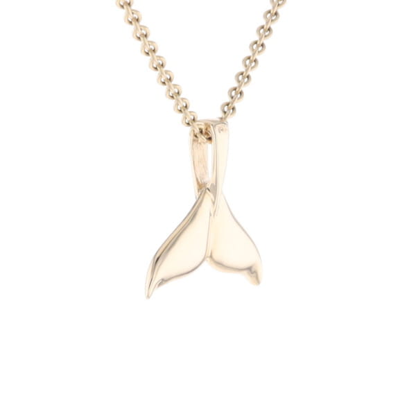 Whale Tail Gold Quartz Double Sided Inlaid Sea Life Pendant