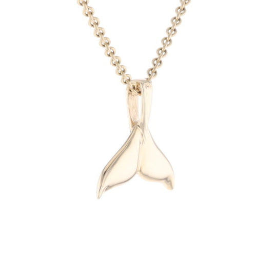 Whale Tail Gold Quartz Double Sided Inlaid Sea Life Pendant