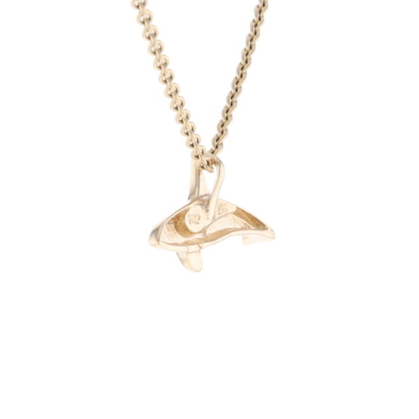 Gold Quartz Necklace Orca Killer Whale Inlaid Sea Life Pendant