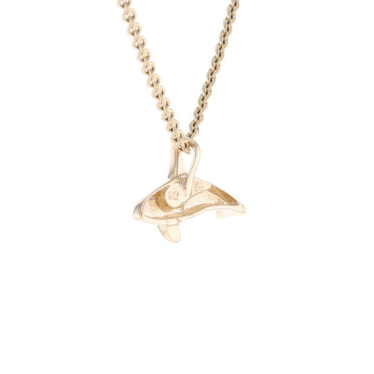 Gold Quartz Necklace Orca Killer Whale Inlaid Sea Life Pendant