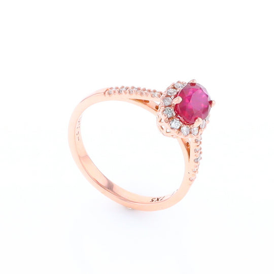 Ruby Diamond Halo Ring