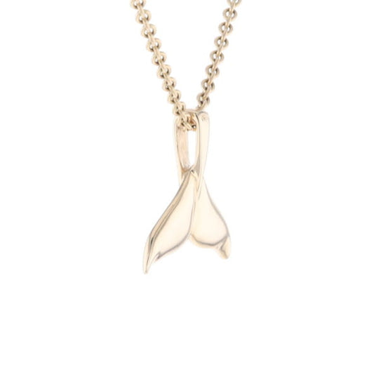 Whale Tail Gold Quartz Double Sided Inlaid Sea Life Pendant