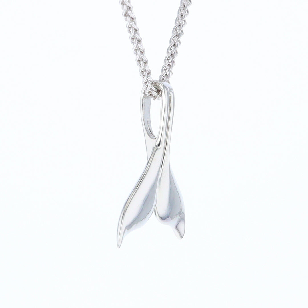 White Gold Whale Tail Pendant Natural Nuggets Double Inlaid Sea Life Pendant