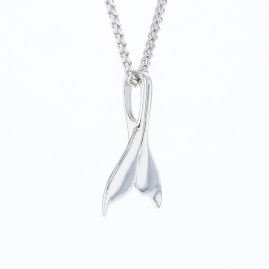 White Gold Whale Tail Pendant Natural Nuggets Double Inlaid Sea Life Pendant