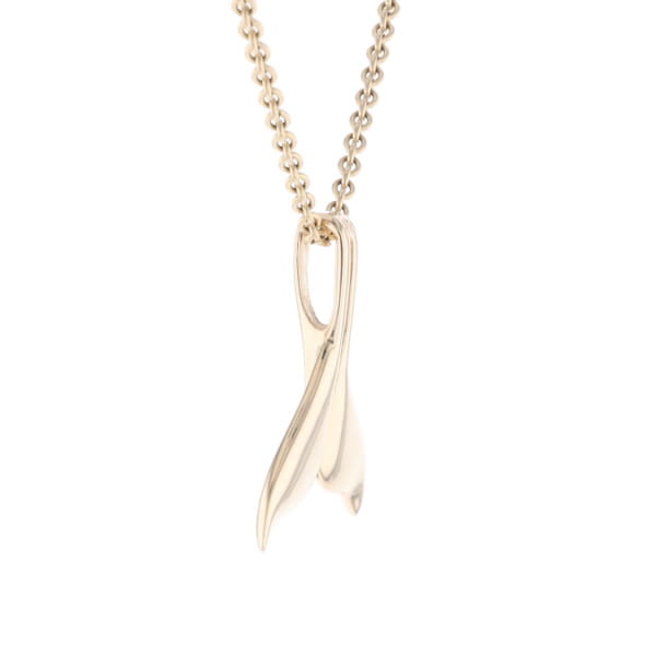 Whale Tail Necklaces Natural Gold Quartz Double Sided Inlaid Pendant